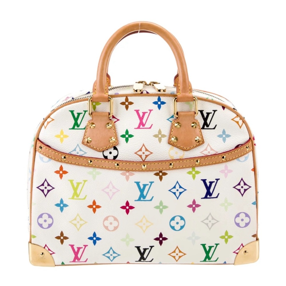 Louis Vuitton White Murakami Trouville with bag organizer insert & non LV chain